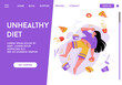 Vector landing page of Unhealthy Diet concept