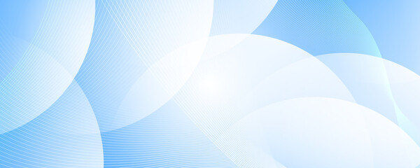 Wall Mural - Abstract blue banner design background with circle light.  Modern light blue abstract technology gradient business background wallpaper with geometric shapes
