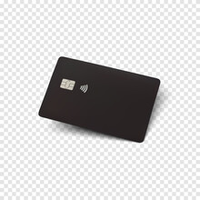 Black credit card. Blank realistic template for your projects. Vector illustration.
