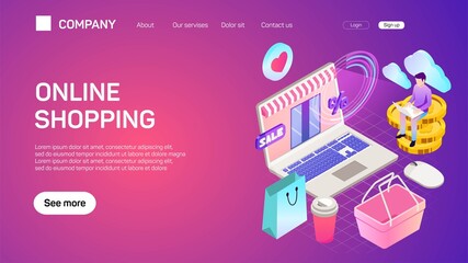 Set of effective website template designs. Online shopping. E-commerce. Modern flat design vector illustration concepts of web page design for website and mobile website development.