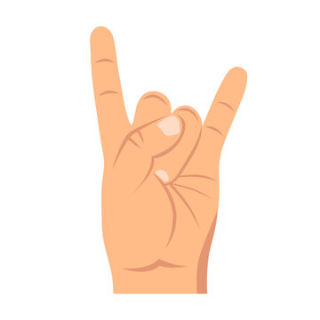 Rock on gesture symbol. Heavy metal hand gesture vector illustration.