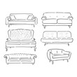 set of sofas drawings sketch style, vector illustration. sofa vector sketch illustration