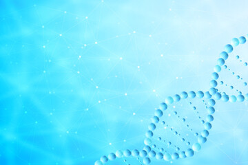 Poster - Futuristic background with molecules blue. Concept of the science, chemistry, biology, medicine, technology 3d connection mesh background. Molecular connect elements. Vector illustration