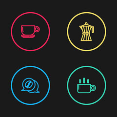 Sticker - Set line Coffee and conversation, cup, moca pot and icon. Vector.