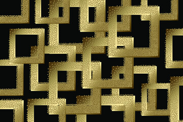 Poster - Golden square frames isolated on black background. Celebratory background. Golden luxury vintage realistic rectangle border. Shining rectangle banner. Luxurious realistic borders. Vector illustration