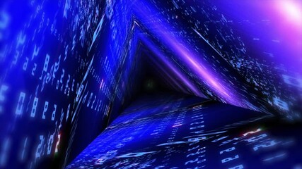 Wall Mural - Abstract background flight through neon light digital tunnel loop