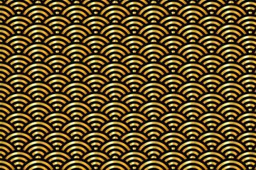 Poster - Traditional black and gold oriental background. Seamless pattern in chinese style. Chinese traditional oriental ornament background. Golden clouds pattern. Gold geometric background. Vector EPS 10.