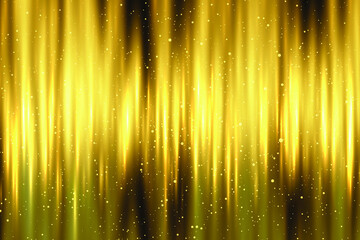 Poster - Golden rays of light with luminous magical dust. Abstract stylish light effect on a black background. Gold glowing neon lines in motion. Golden luminous dust and glares. Luminous trail. Vector