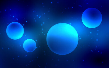 Leinwandbilder - Abstract space background in blue with planets and stars. Vector illustration.