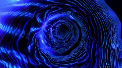 Wall Mural - Abstract background flight through neon light wormhole subspace tunnel loop