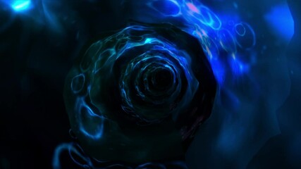 Wall Mural - Abstract background flight through neon light wormhole subspace tunnel loop