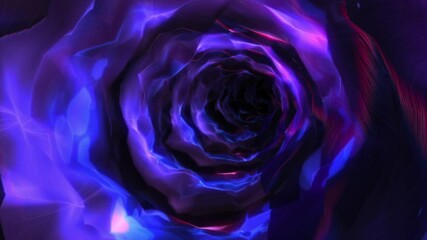 Wall Mural - Abstract background flight through neon light wormhole subspace tunnel loop