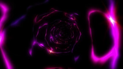 Wall Mural - Abstract background flight through neon light wormhole subspace tunnel loop