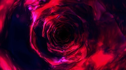 Wall Mural - Abstract background flight through neon light wormhole subspace tunnel loop