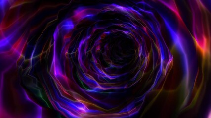 Wall Mural - Abstract background flight through neon light wormhole subspace tunnel loop