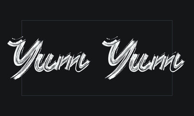 Poster - Yum Yum Typography Handwritten modern  brush lettering words in white text and phrase isolated on the Black background