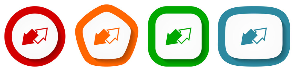 Fototapete - Exchange vector icon set, arrows flat design buttons on white background