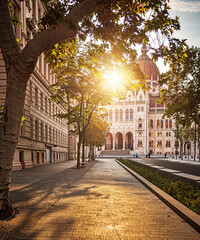 Wall Mural - View on the Hungarian Parliament in Budapest