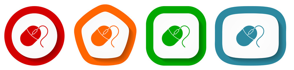 Aufkleber - Mouse vector icon set, flat design buttons on white background