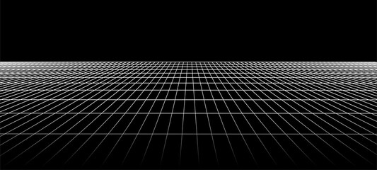 Aufkleber - abstract perspective white grid. wireframe landscape. vector illustration.