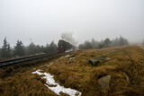 Fototapeta Natura - Famous Brocken locomotive in the Harz Mountain National Park