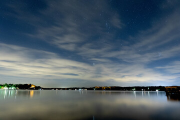 Blue night sky over Tillery Lake in North Carolina