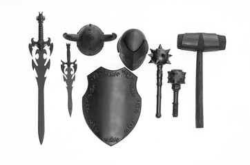 Sticker - set of medieval black weapons isolated on white background