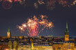 Fireworks in Stockholm (Sweden) during New Year's celebration