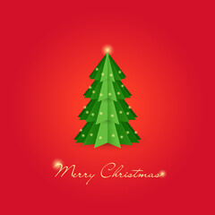 green origami christmas tree