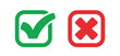 © Matias - Check mark icons. Green tick and red x. Approval and decline symbols.