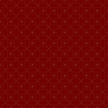 Red Asian Seamless Circles Pattern. Japanese Gold Pattern. Ornament Vector Illustration. Vector Illustration