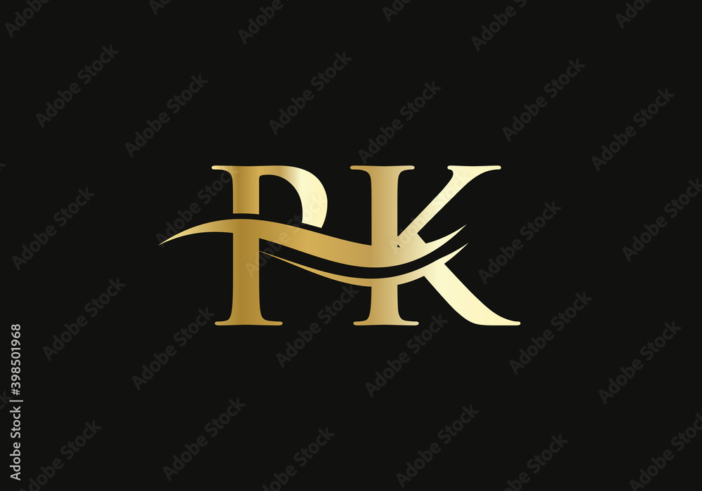 PK Logo Design for business and company identity. Creative PK letter with luxury concept. Water Wave PK Logo Vector. 