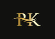 PK Logo Design for business and company identity. Creative PK letter with luxury concept. Water Wave PK Logo Vector. 