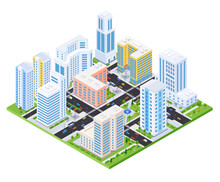Housing Complex - Modern Vector Colorful Isometric Illustration