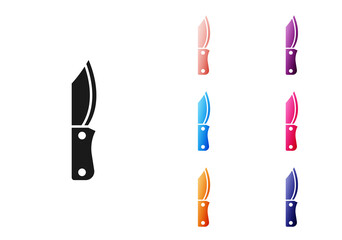 Poster - Black Military knife icon isolated on white background. Set icons colorful. Vector.