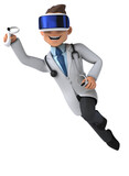 Fototapeta Do pokoju - Fun 3D Illustration of a doctor with a VR Helmet