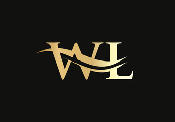 Wall Mural - WL Logo Design for business and company identity. Creative WL letter with luxury concept. Water Wave WL Logo Vector. 