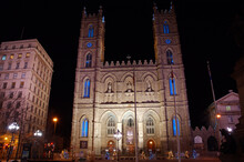 Notre Dame Basilica At Night In Old Montreal