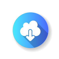 Poster - Download blue flat design long shadow glyph icon. Getting your personal information from remote cloud storage. Mobile interface element, ui icon. Silhouette RGB color illustration