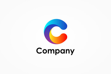 Poster - Abstract Initial Letter C Logo. Colorful Motion Circle Shape Modern Waves isolated on White Background. Usable for Business and Technology Logos. Flat Vector Logo Design Template Element.