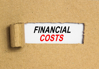 Wall Mural - The text FINANCIAL COSTS. behind torn brown paper. Business Concept image.