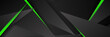 © Roisa - Futuristic green and black abstract gaming banner design with metal technology concept. Vector illustration for business corporate promotion, game header social media, live streaming background
