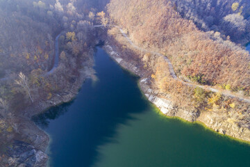  Aerial view of the jumping lake in Rieti, Italy