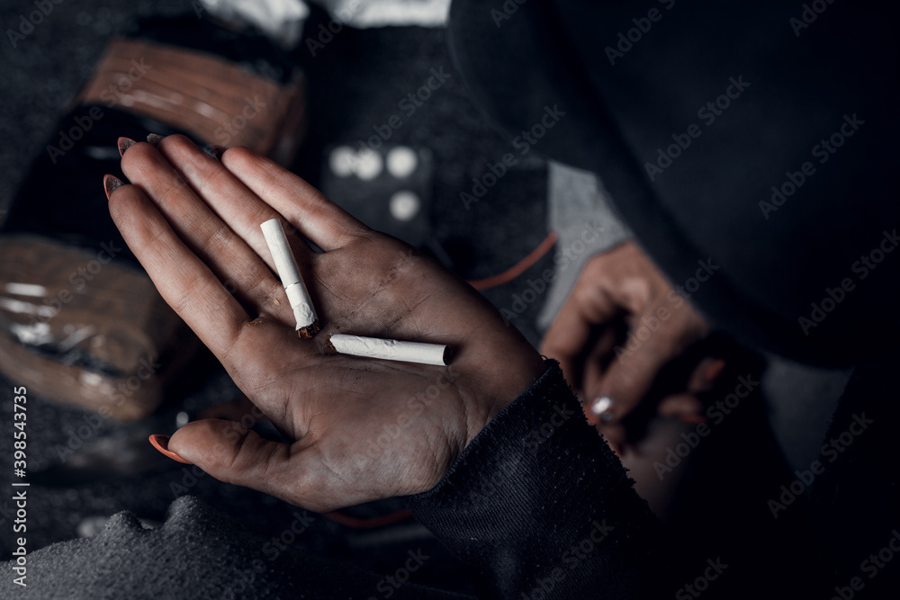 The concept of substance abuse, drug addiction and bad habits. People ...
