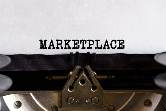 Vintage typewriter with typed text - MARKETPLACE, on a sheet of paper