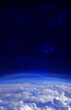 Earth atmosphere, dark blue space and stars