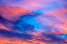 View Of The Sunset Sky With Colorful Clouds