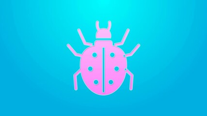 Poster - Pink line Mite icon isolated on blue background. 4K Video motion graphic animation