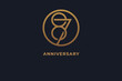 Number 87 logo, gold line circle with number inside, usable for anniversary and invitation, golden number design template, vector illustration