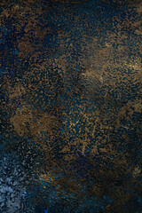 Wall Mural - Dark beauty hand painted wall background texture with gold depp and deep blue  